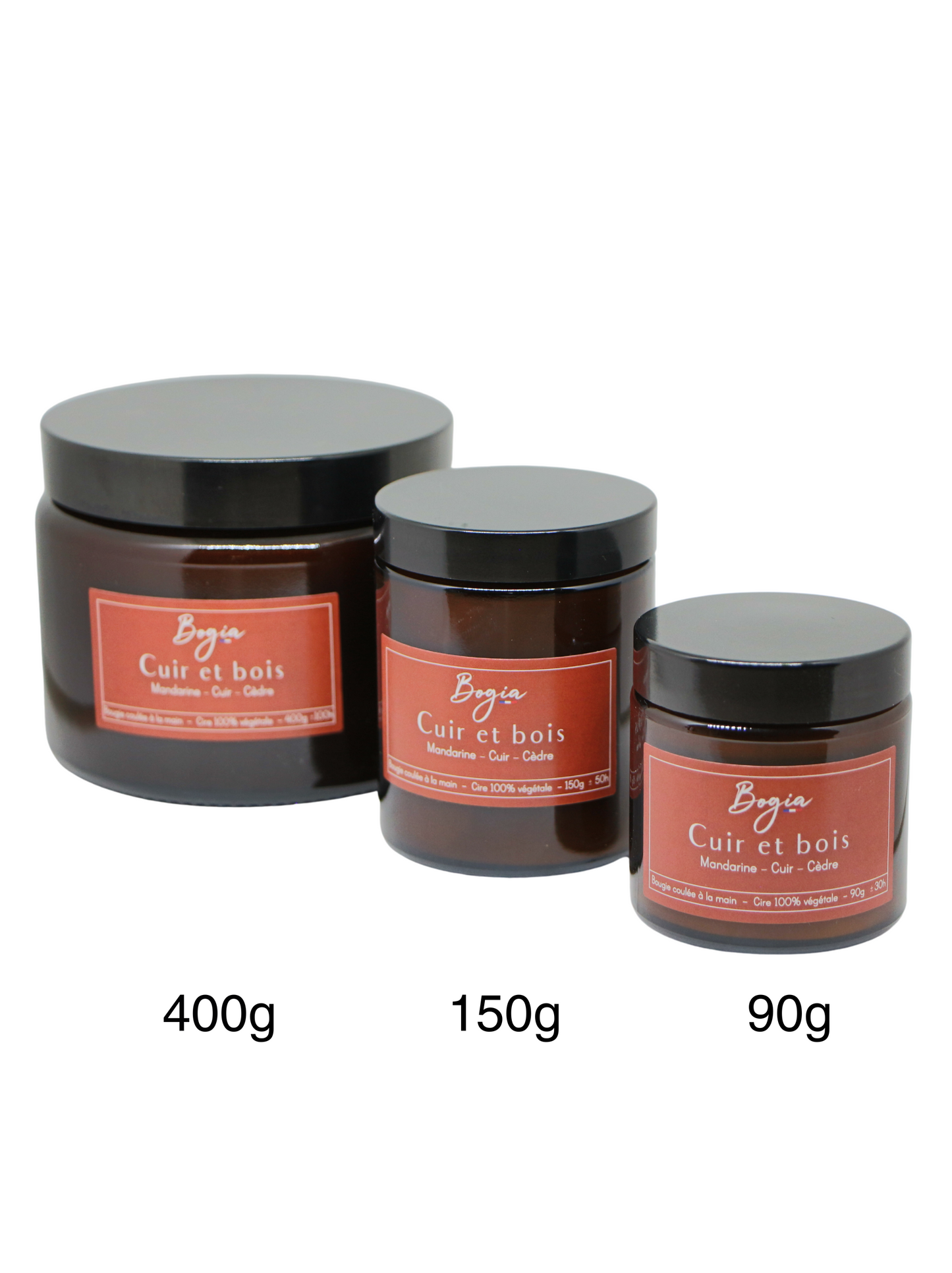 Bougie - Cuir et bois